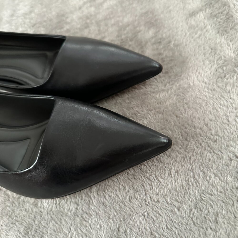 Sarto by Franco Sarto Black Leather Pointed Toe Kitten Heel Shoes 10 Women's - Picture 4 of 7